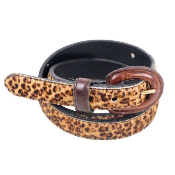 Avignon PONY HAIR LEOPARD PRINT REAL LEATHER 3/4"Wd DRESS CASUAL BELT Sz L (*35 - Picture 1 of 12